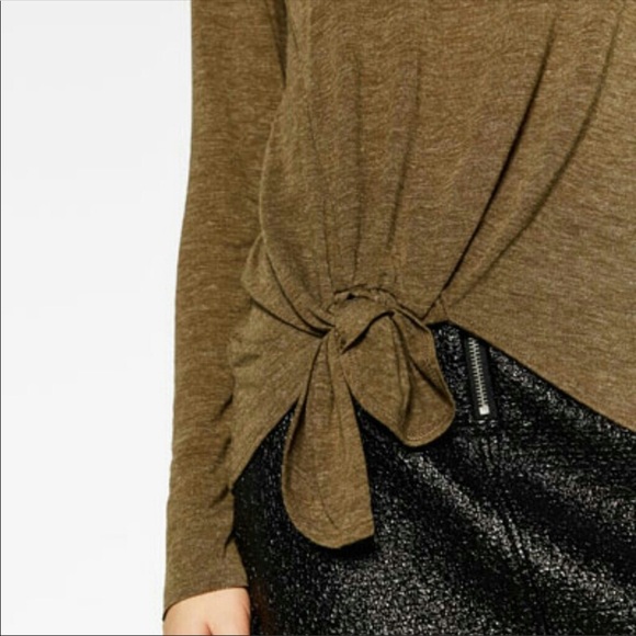 ZARA | Knit Khaki Top with Front Knot - Picture 3 of 8